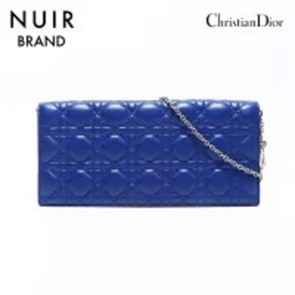 Christian Dior Cannage Chain Lambskin Shoulder Bag Blue